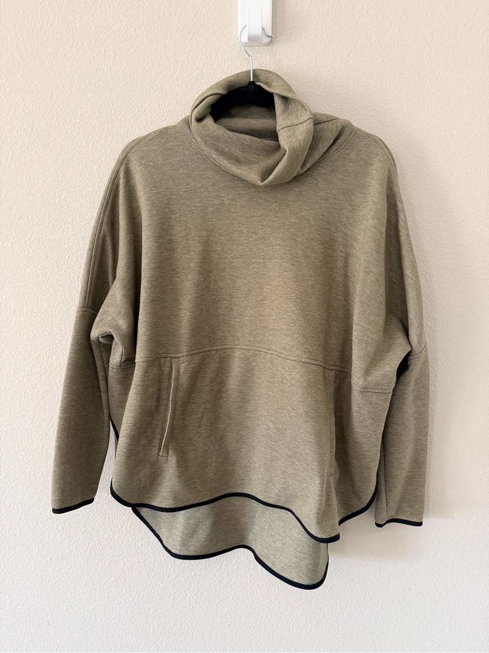 The North Face Olive Cowl Neck Sweater with Contrast Trim